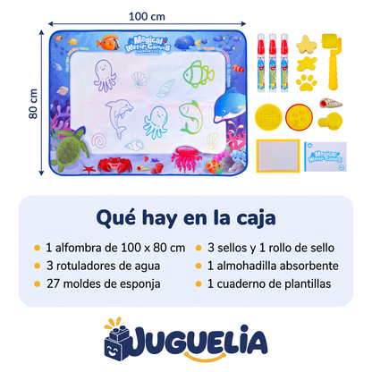 Alfombra magica para dibujar con agua - que hay en la caja