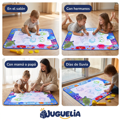 Alfombra magica para dibujar con agua - donde y con quien