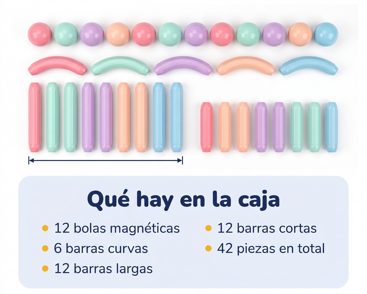 Bloques de construccion magnetica 42 piezas - que hay en la caja