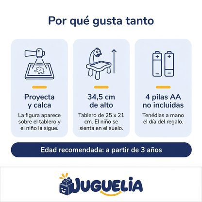 Mesita de dibujo con proyector dinosaurio azul - por que gusta tanto