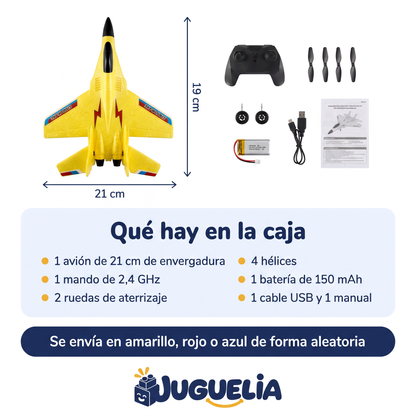 Avion teledirigido - que hay en la caja, 21 cm de envergadura