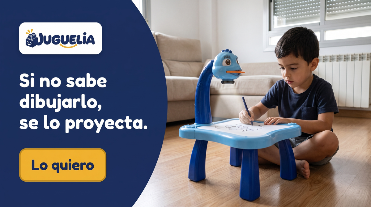 Mesita de dibujo con proyector · Azul — banner JUGUELIA