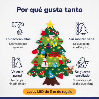 Por qué gusta tanto el árbol de Navidad de fieltro, con luces LED de regalo
