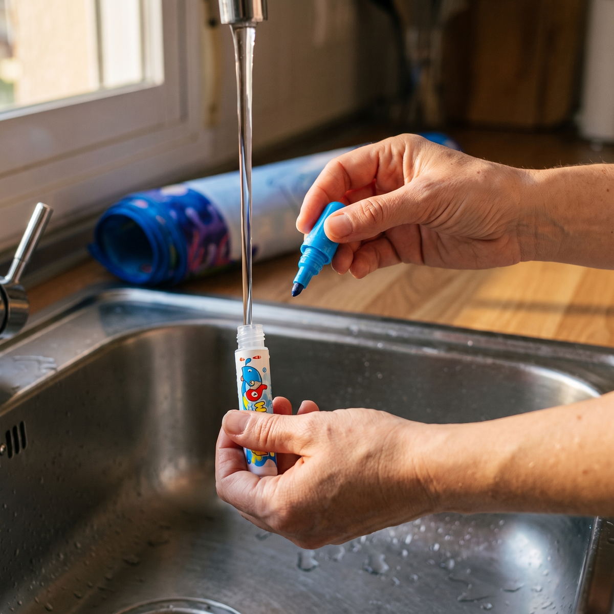 Paso 1: llenando el rotulador con agua del grifo